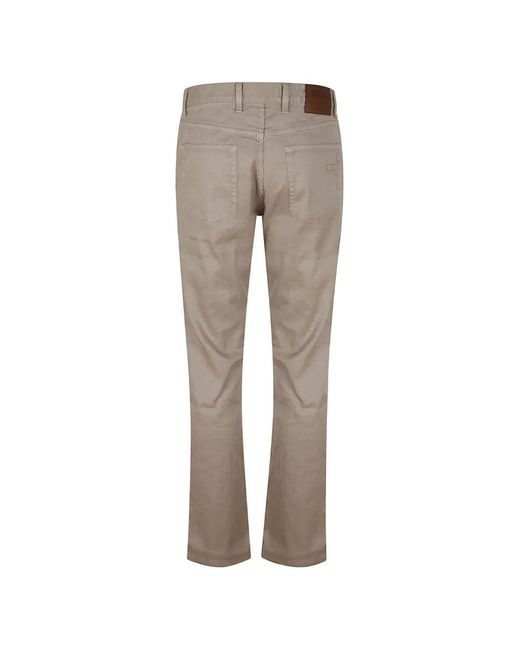 Zegna Gray Stretch Linen-Blend Trousers for men