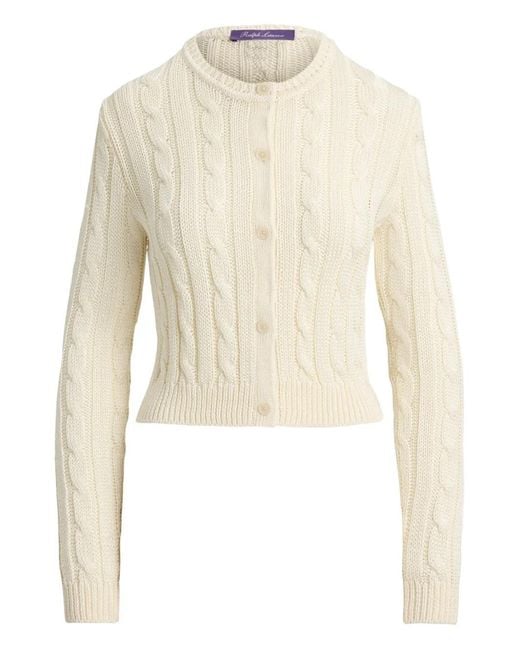 Ralph Lauren White Cable-Knit Buttoned Cardigan