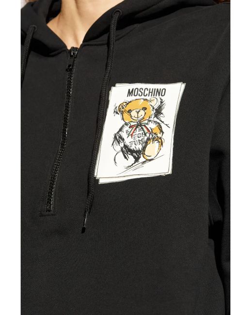 Moschino Black Logo-Patch Hoodie