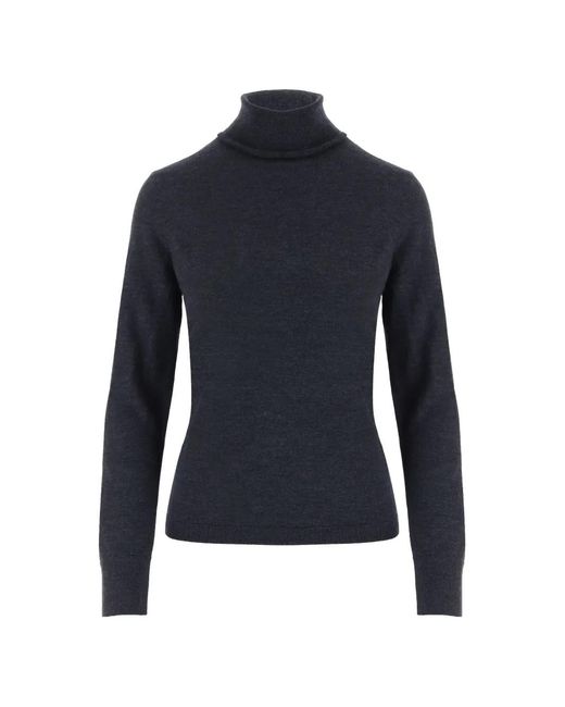 Allude Blue Roll-Neck Wool Sweater