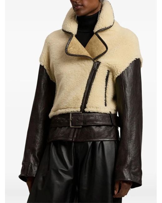 Ralph Lauren Black Silvester Lamb-Shearling Moto Jacket