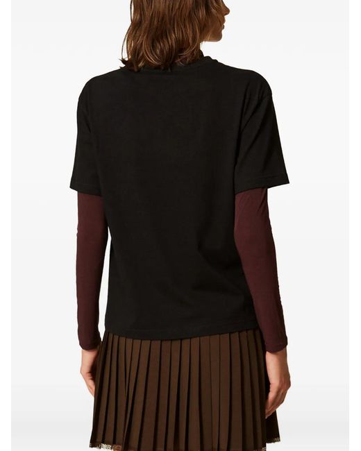 Twinset Black T-Shirt À Imprimé Graphique