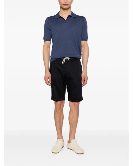 Barba Napoli Black Drawstring Cuffed Shorts for men