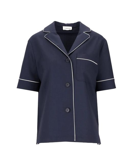 P.A.R.O.S.H. Blue Button-Down Short-Sleeve Wool Shirt