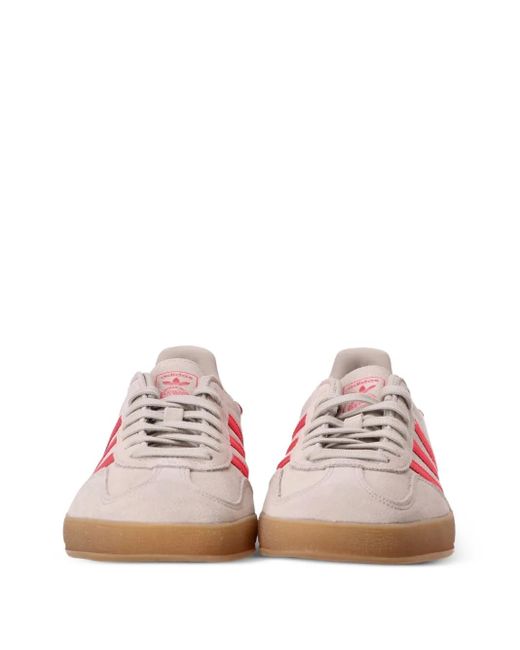 Adidas Pink Three-Stripe Leather Low-Top Sneakers
