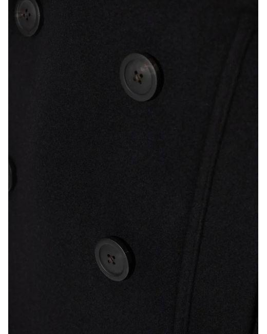 Rick Owens Black Double-Breasted Wool Coat
