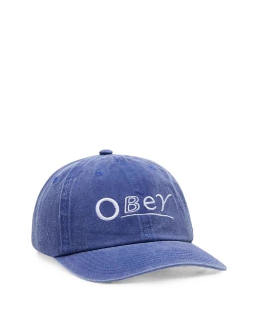 Obey Blue Logo-Embroidered Baseball Cap for men