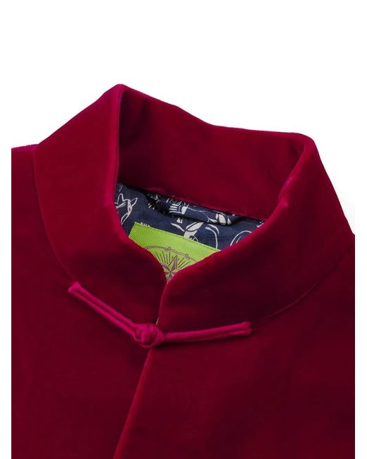 Shanghai Tang Red Tang Velvet Mandarin Jacket for men