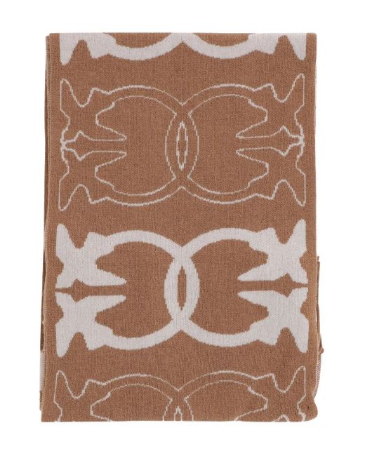 Pinko Brown Svezia Sciarpa Jacquard Logo