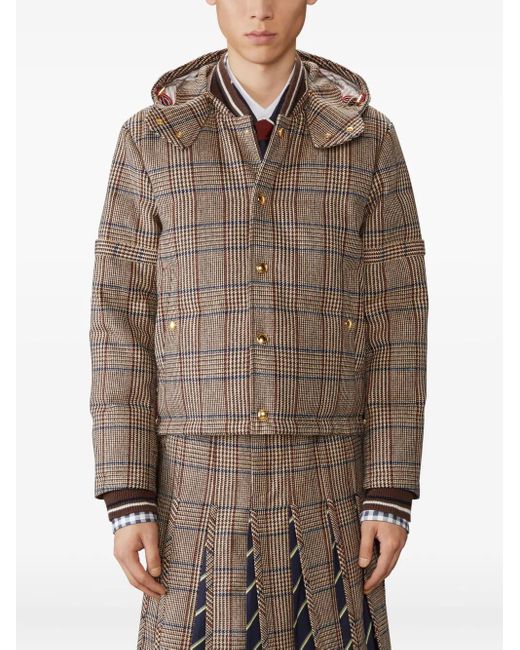Thom Browne Brown Hunting Tweed 4-Bar Down Fill Bomber Jacket for men