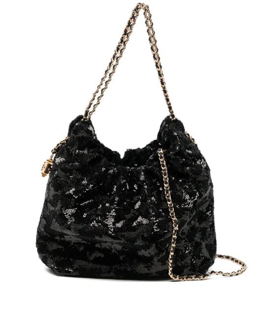 Tory Burch Black Mini Fleming Bucket Bag