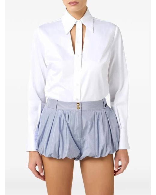 Elisabetta Franchi White Cut-Out Embroidered Shirt