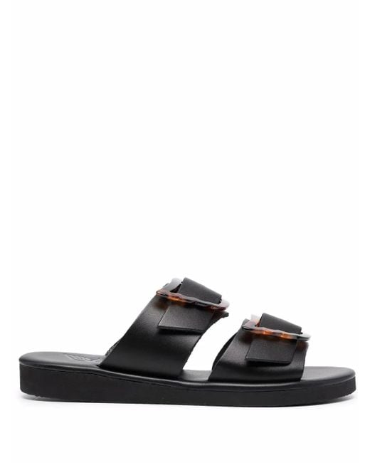 Ancient Greek Sandals Black Iaso Oversized-Buckle Sandals