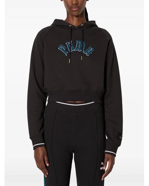 PUMA Black Hoodie À Logo Appliqué