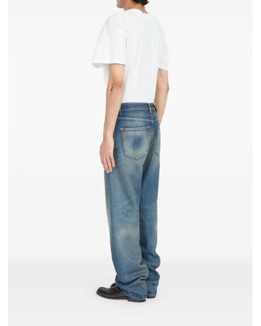 MM6 by Maison Margiela Blue Relaxed Fit Straight-Leg Jeans With Classic Five-Pocket Design for men