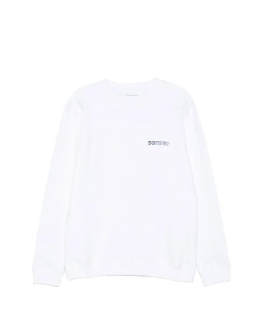 Dondup White Logo-Print Crew Neck Sweatshirt for men