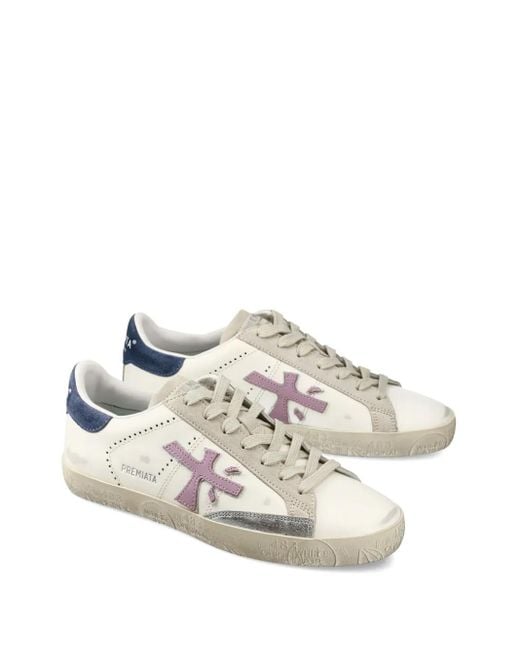 Premiata White Steven D 7273 Applique-Detail Sneakers