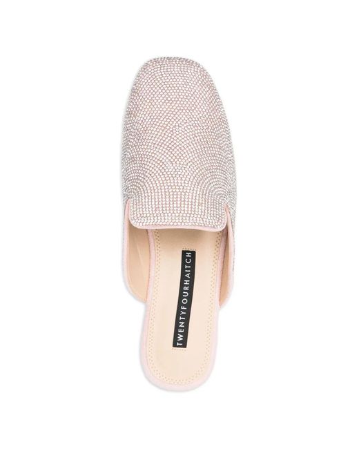 Twentyfourhaitch White Embellished Flat Shoes