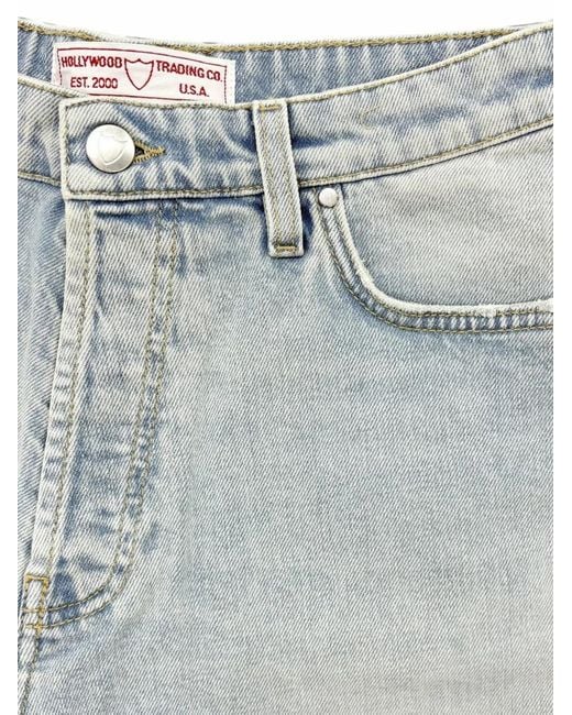 HTC Blue Raw-Cut Denim Shorts