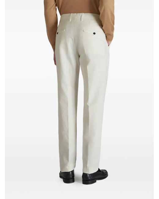 Slowear White Pleated-Front Tapered Trousers for men