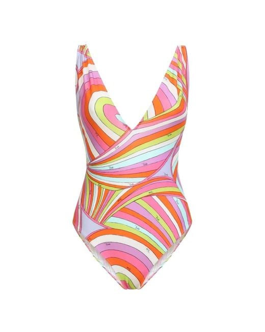 Emilio Pucci White Maillot De Bain À Imprimé Abstrait