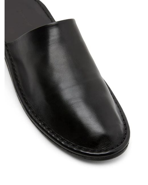 Marsèll Black Filo Round-Toe Leather Slippers for men