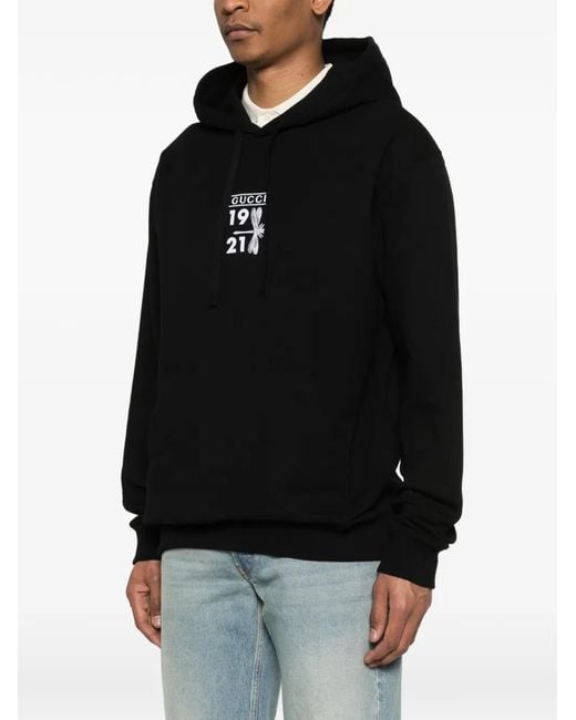 Gucci Black Graphic Hooded Sweatshirt for men