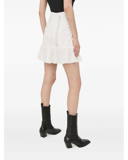 The Kooples Black Embroidered Ruffled Mini Skirt