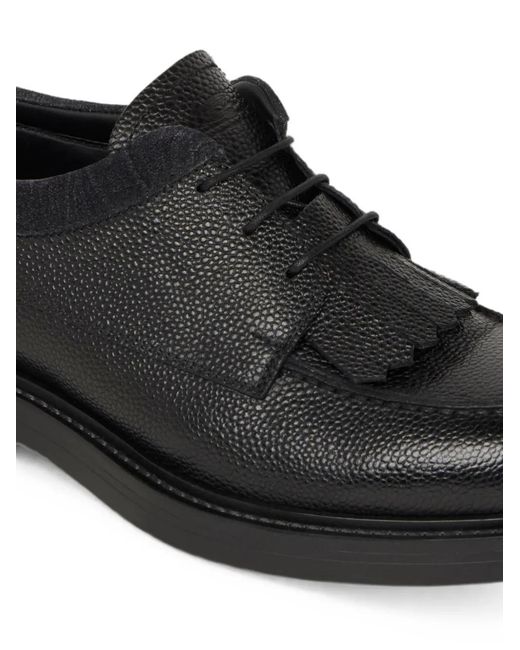 Etro Black Mocassins En Cuir Grainé À Lacets for men