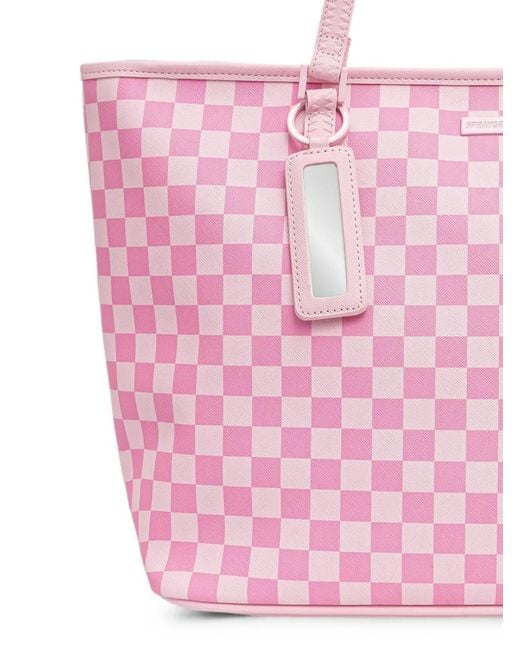 Sprayground Pink Sugar Drip Candy Bite Check-Pattern Tote Bag