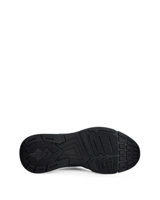 EA7 Black Mesh-Panelled Logo-Patch Sneakers