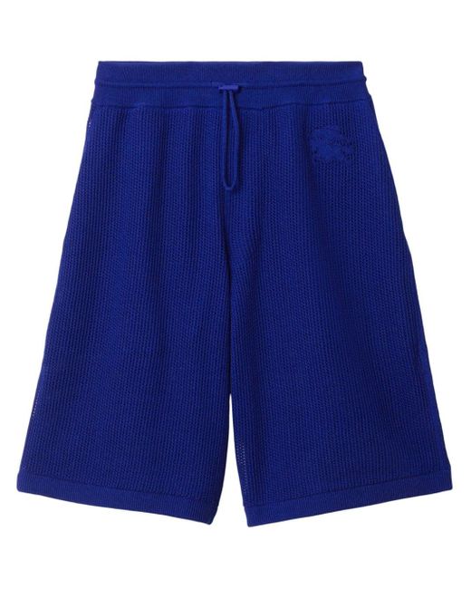 Burberry Blue Ekd Silk-cotton Blend Shorts for men