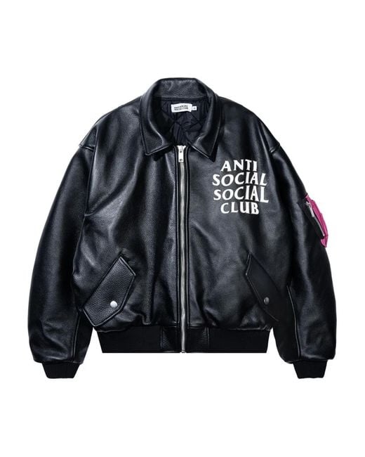 ANTI SOCIAL SOCIAL CLUB Black Logo-Print Bomber Jacket for men