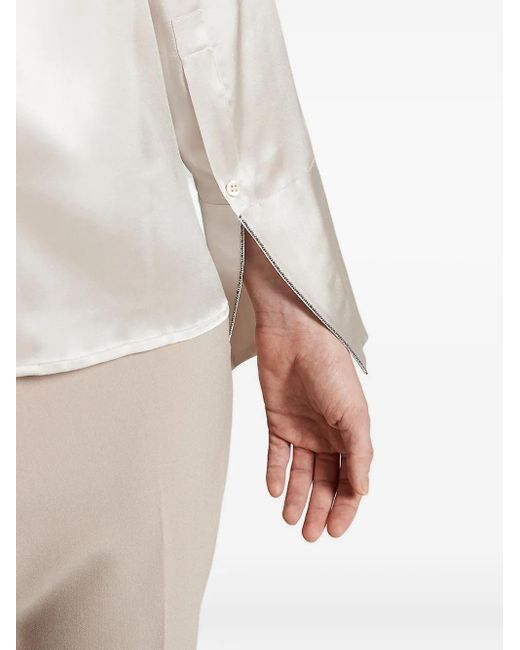 Peserico White Satin Wide-Cuff Shirt