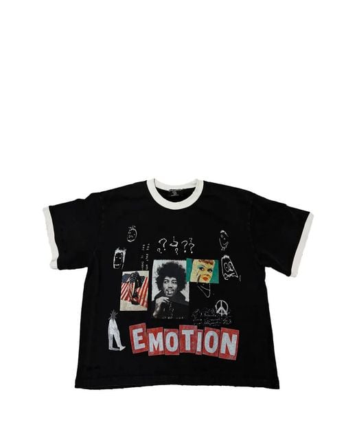 Mixed Emotions Black Static Graphic-Print Ringer T-Shirt for men