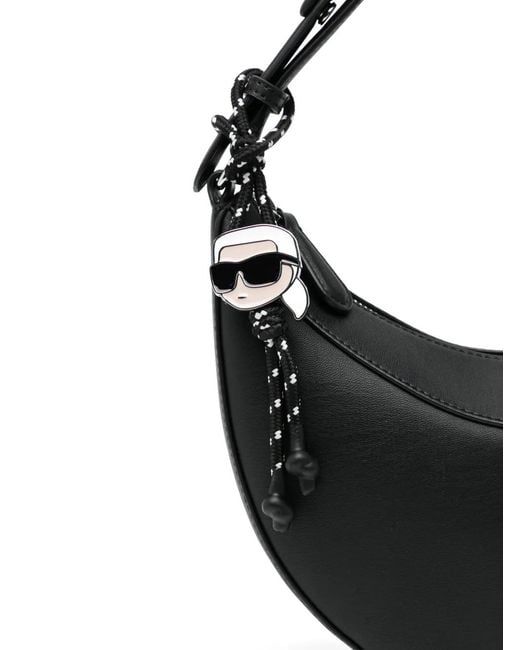 Karl Lagerfeld Black Ikon Smooth Halfmoon Shoulder Bag
