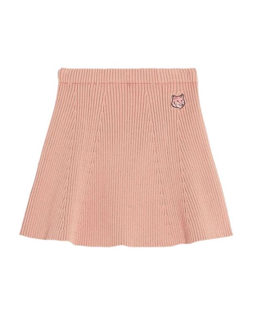 Maison Kitsuné Ribgebreide Flared Mini-Rok in het Pink