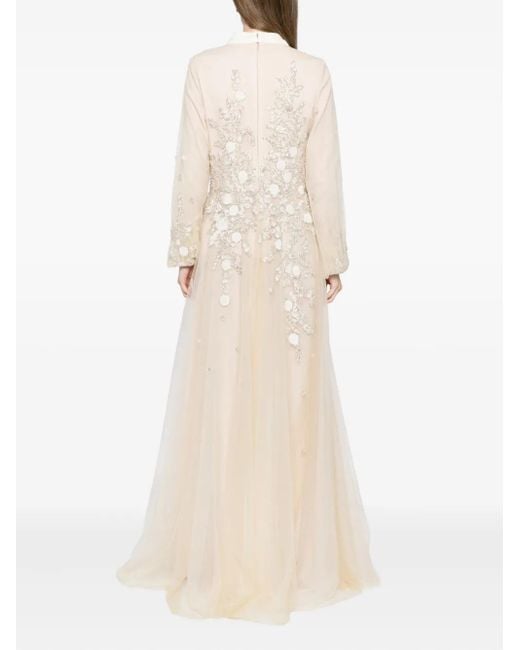 Saiid Kobeisy White Embroidered Velvet Gown