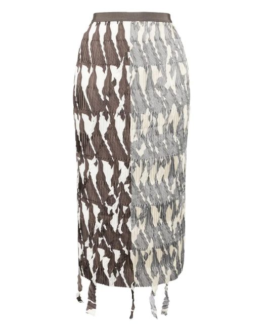 JNBY White Fringed-Edge Midi Skirt