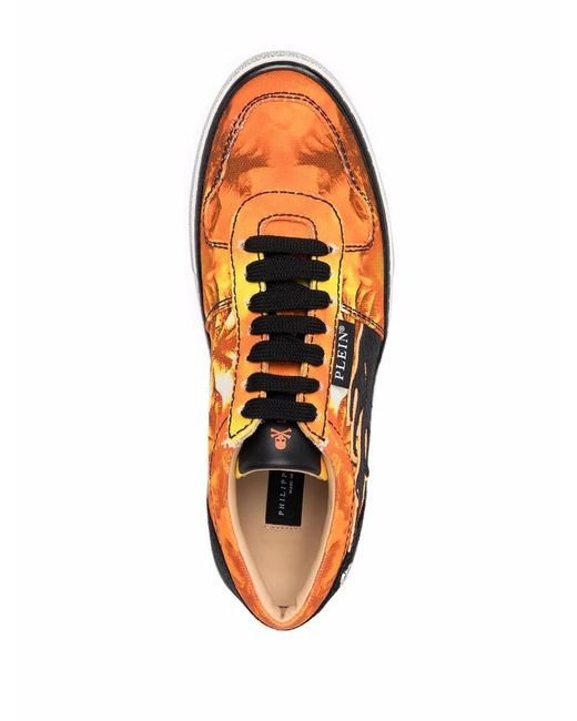 Philipp Plein Orange Flame Low-Top Sneakers for men
