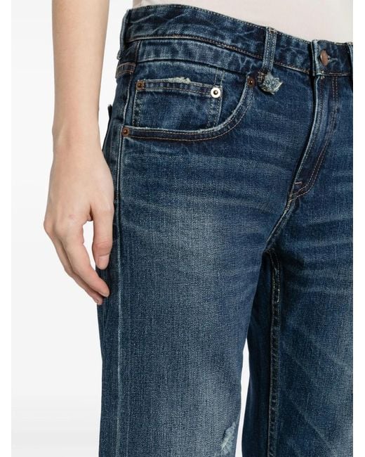 R13 Blue Ripped-Detail Straight-Leg Jeans