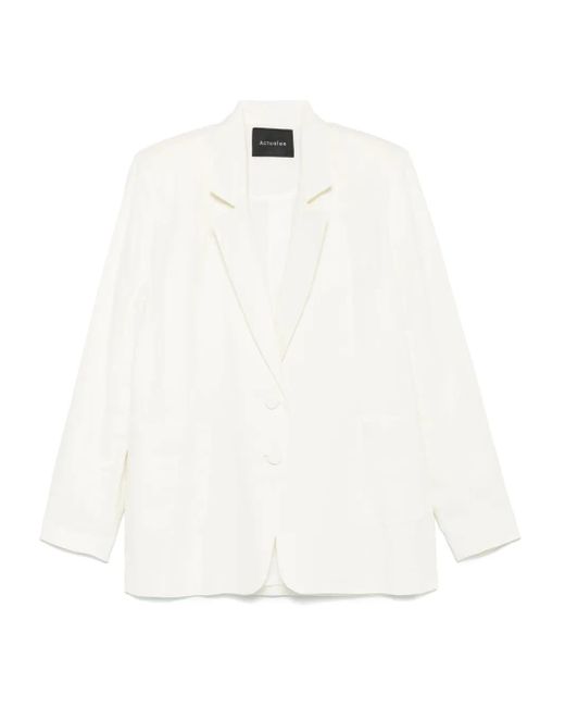 ACTUALEE White Linen Blazer