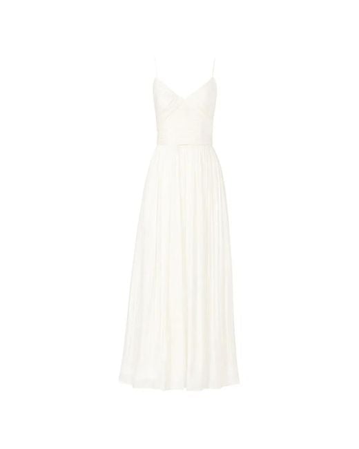Costarellos White Fayla Draped Pleated Maxi Dress