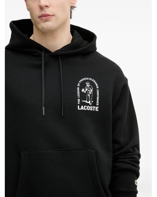 Lacoste Black Graphic-Print Hoodie for men