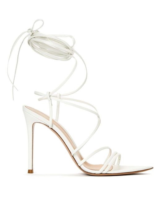 Gianvito Rossi White 105mm Lace-up Leather Sandals