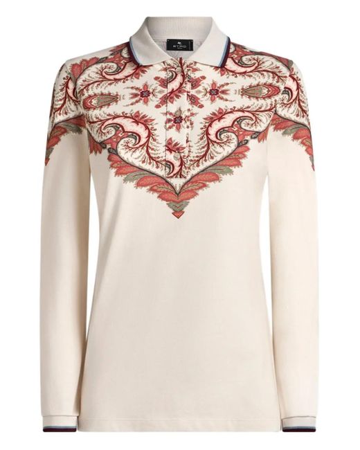 Etro Pink Paisley-Print Polo Shirt