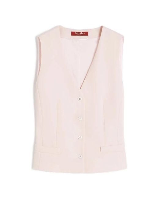 Max Mara Pink V-Neck Button-Down Gilet