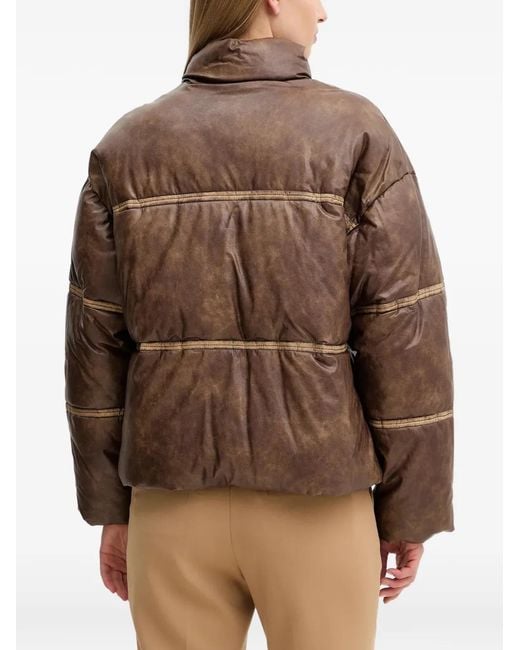 Guess Brown Stitched Puffer Jacket