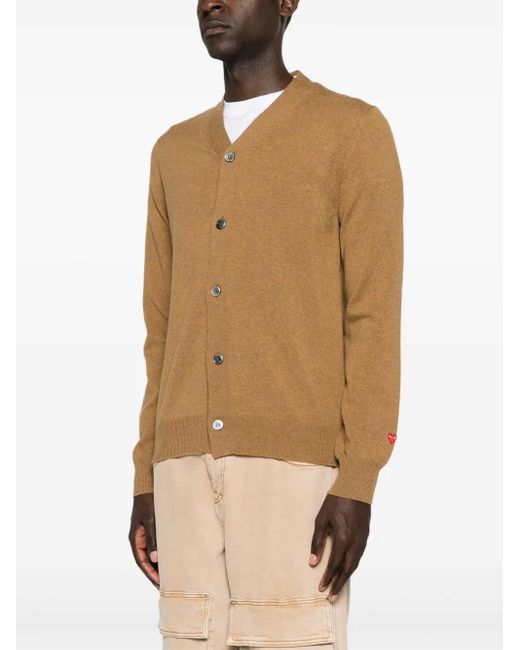 COMME DES GARÇONS PLAY Brown Heart-Patch Wool Cardigan