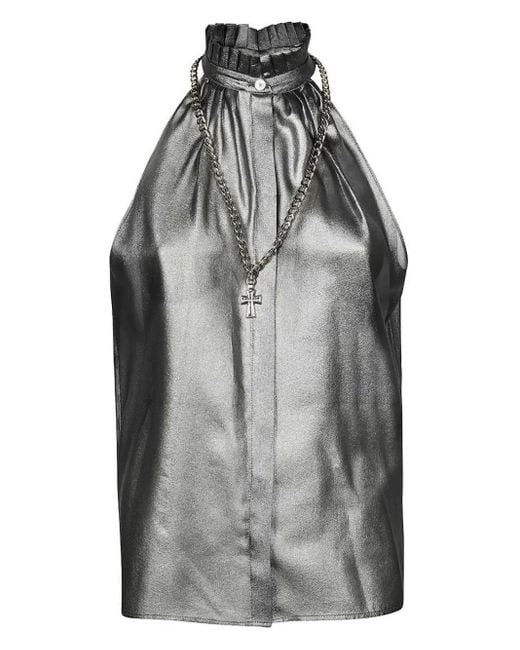 John Richmond Gray Silk Blouse